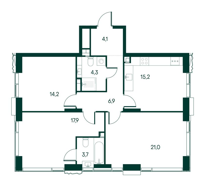 3-BD Apartment Sale, 87.3 sq. m. at Primavera, Volokolamskoye Highway, вл67, Moscow, Russia #2 3-BD Apartment Sale, 87.3 sq. m. at Primavera, Volokolamskoye Highway, вл67, Moscow, Russia #2