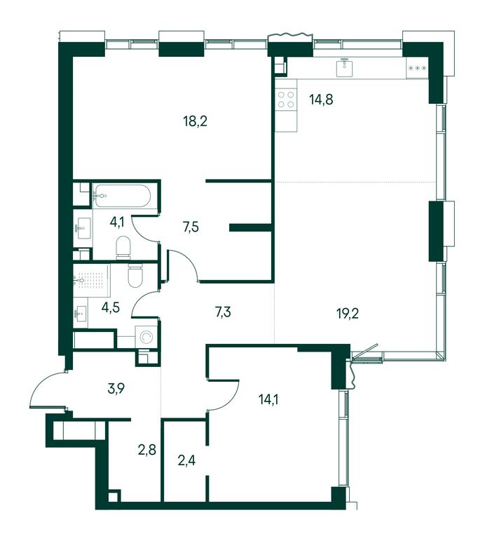 2-BD Apartment Sale, 98.8平方米 at Primavera, Volokolamskoye Highway, вл67, Moscow, Russia #2 2-BD Apartment Sale, 98.8平方米 at Primavera, Volokolamskoye Highway, вл67, Moscow, Russia #2