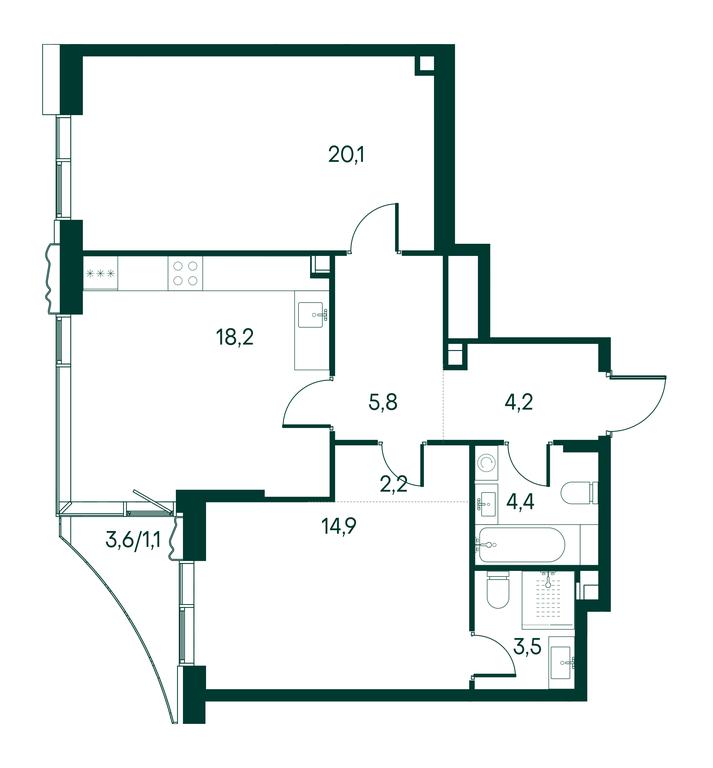 2-BD Apartment Sale, 74.4 sq. m. at Primavera, Volokolamskoye Highway, вл67, Moscow, Russia #2