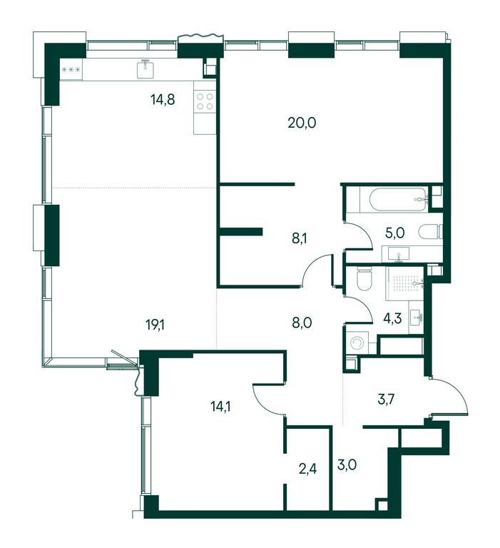 2-BD Apartment Sale, 102.5 sq. m. at Primavera, Volokolamskoye Highway, вл67, Moscow, Russia #2