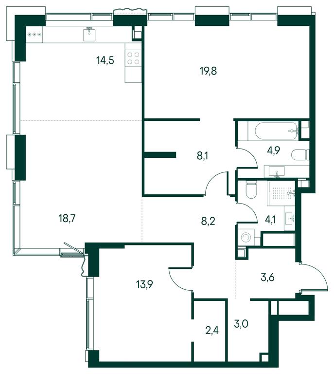 2-BD Apartment Sale, 102.5 sq. m. at Primavera, Volokolamskoye Highway, вл67, Moscow, Russia #1