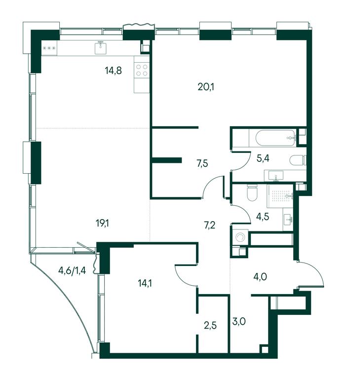 2-BD Apartment Sale, 103.6平方米 at Primavera, Volokolamskoye Highway, вл67, Moscow, Russia #2 2-BD Apartment Sale, 103.6平方米 at Primavera, Volokolamskoye Highway, вл67, Moscow, Russia #2