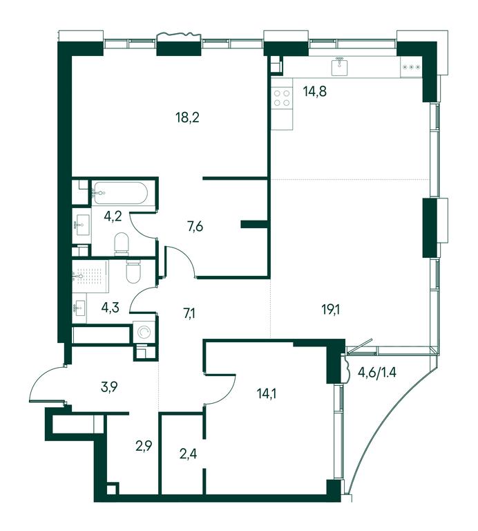 2-BD Apartment Sale, 100 sq. m. at Primavera, Volokolamskoye Highway, вл67, Moscow, Russia #2
