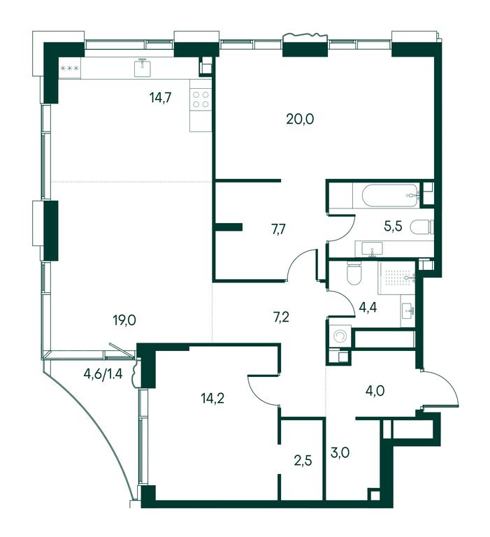 2-BD Apartment Sale, 103.6平方米 at Primavera, Volokolamskoye Highway, вл67, Moscow, Russia #2 2-BD Apartment Sale, 103.6平方米 at Primavera, Volokolamskoye Highway, вл67, Moscow, Russia #2