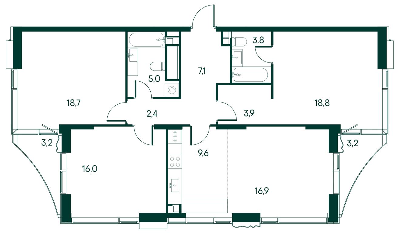 3-BD Apartment Sale, 105.8 sq. m. at Primavera, Volokolamskoye Highway, вл67, Moscow, Russia #1