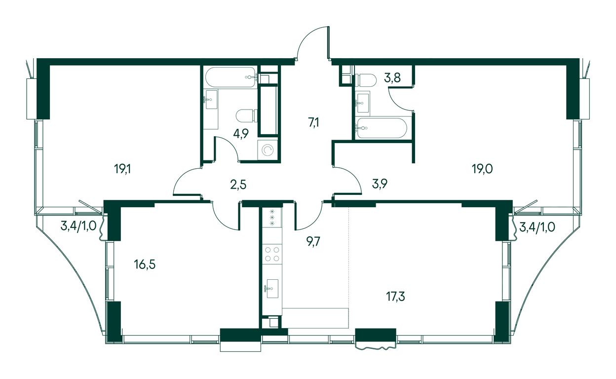 3-BD Apartment Sale, 105.8 sq. m. at Primavera, Volokolamskoye Highway, вл67, Moscow, Russia #2