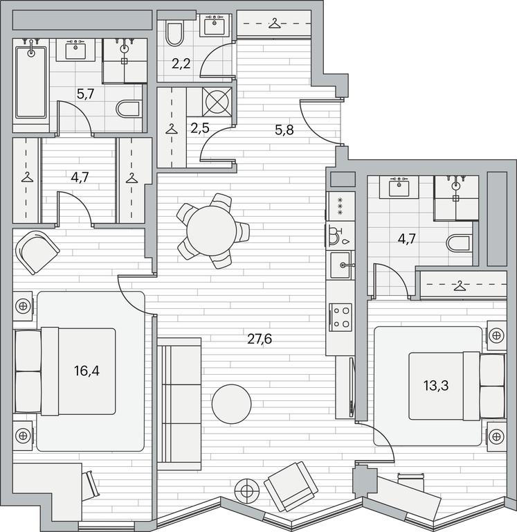 2-BD Apartment Sale, 83.4 sq. m. at Beregovoy, Beregovoy Drive, 2, Moscow, Russia #1 2-BD Apartment Sale, 83.4 sq. m. at Beregovoy, Beregovoy Drive, 2, Moscow, Russia #1