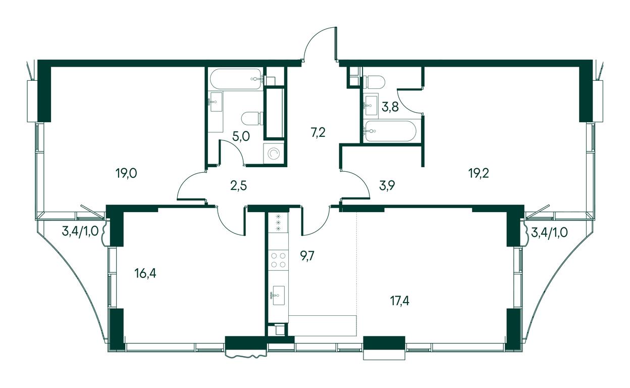 3-BD Apartment Sale, 106.1 sq. m. at Primavera, Volokolamskoye Highway, вл67, Moscow, Russia #2