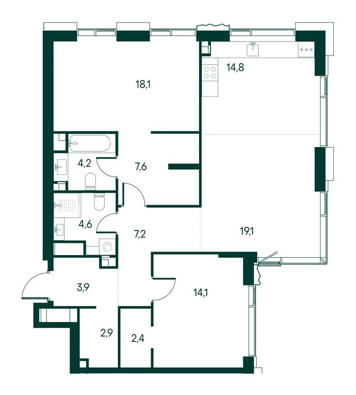 2-BD Apartment Sale, 98.9平方米 at Primavera, Volokolamskoye Highway, вл67, Moscow, Russia #2 2-BD Apartment Sale, 98.9平方米 at Primavera, Volokolamskoye Highway, вл67, Moscow, Russia #2