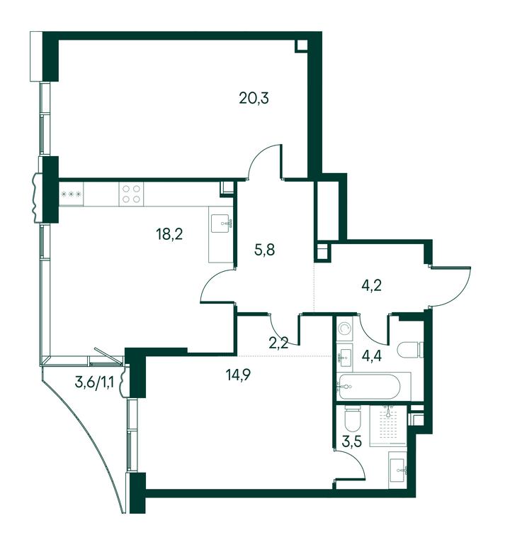2-BD Apartment Sale, 74.6平方米 at Primavera, Volokolamskoye Highway, вл67, Moscow, Russia #2 2-BD Apartment Sale, 74.6平方米 at Primavera, Volokolamskoye Highway, вл67, Moscow, Russia #2
