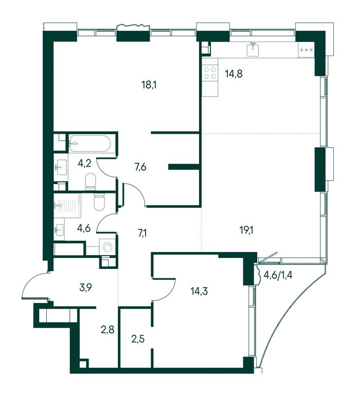2-BD Apartment Sale, 100.4 sq. m. at Primavera, Volokolamskoye Highway, вл67, Moscow, Russia #2 2-BD Apartment Sale, 100.4 sq. m. at Primavera, Volokolamskoye Highway, вл67, Moscow, Russia #2