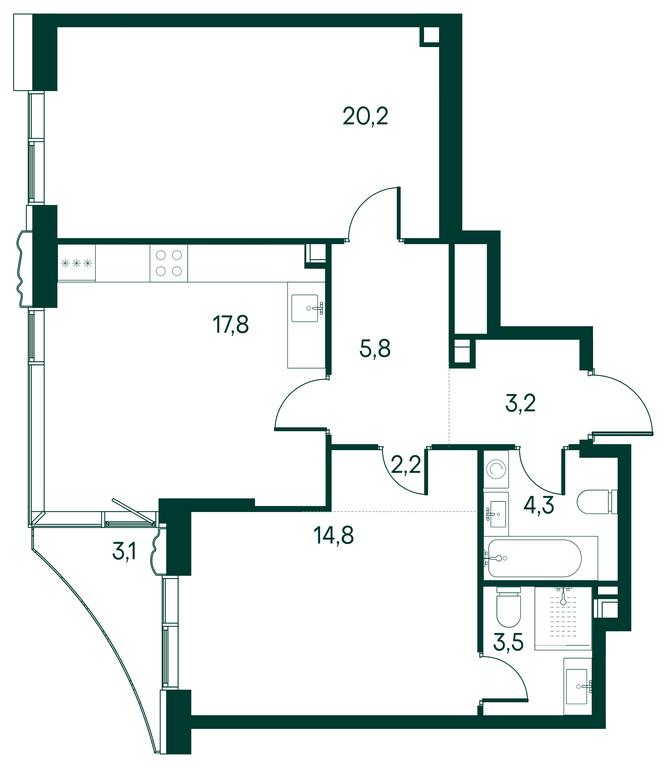 2-BD Apartment Sale, 75 sq. m. at Primavera, Volokolamskoye Highway, вл67, Moscow, Russia #1 2-BD Apartment Sale, 75 sq. m. at Primavera, Volokolamskoye Highway, вл67, Moscow, Russia #1