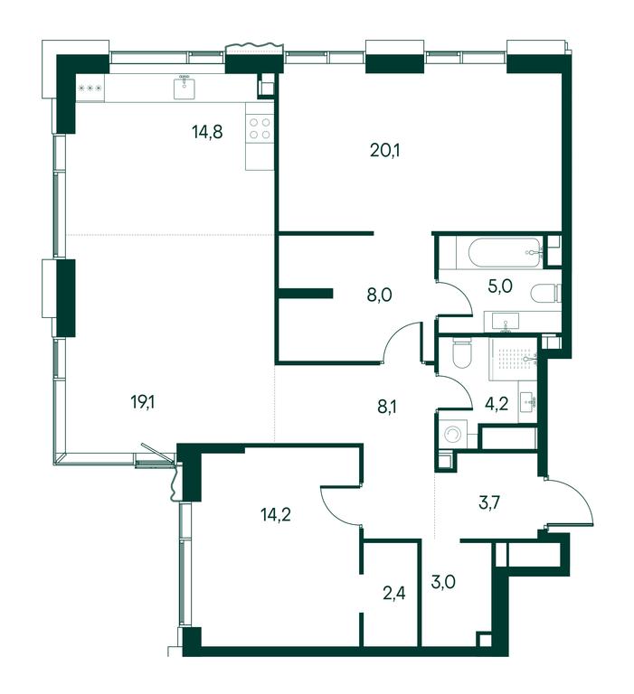 2-BD Apartment Sale, 102.6 sq. m. at Primavera, Volokolamskoye Highway, вл67, Moscow, Russia #2 2-BD Apartment Sale, 102.6 sq. m. at Primavera, Volokolamskoye Highway, вл67, Moscow, Russia #2