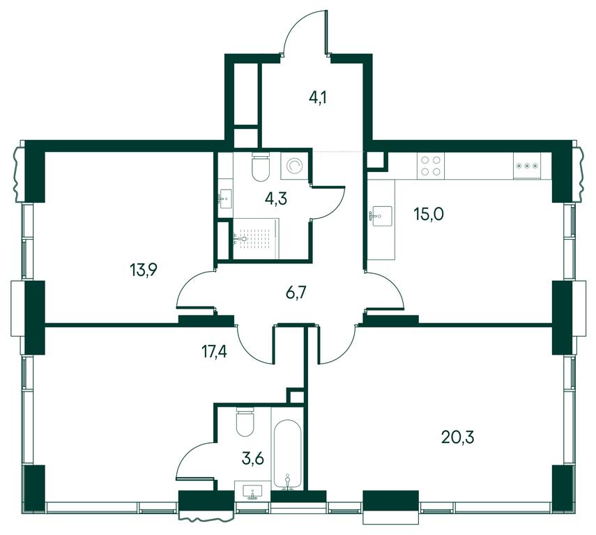3-BD Apartment Sale, 87.1 sq. m. at Primavera, Volokolamskoye Highway, вл67, Moscow, Russia #1