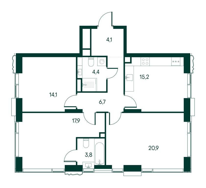 3-BD Apartment Sale, 87.1 sq. m. at Primavera, Volokolamskoye Highway, вл67, Moscow, Russia #2