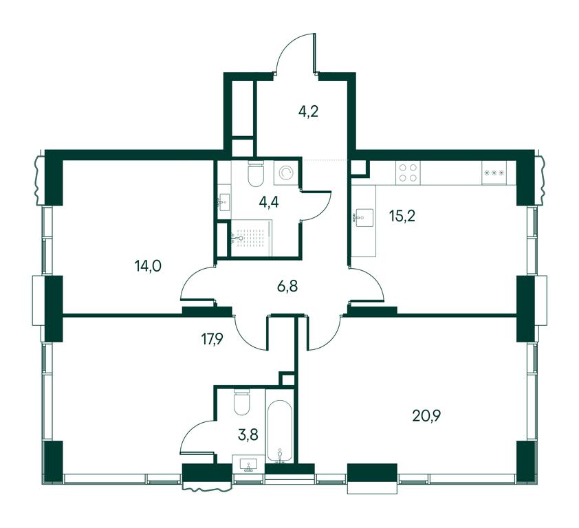 3-BD Apartment Sale, 87.2 sq. m. at Primavera, Volokolamskoye Highway, вл67, Moscow, Russia #2