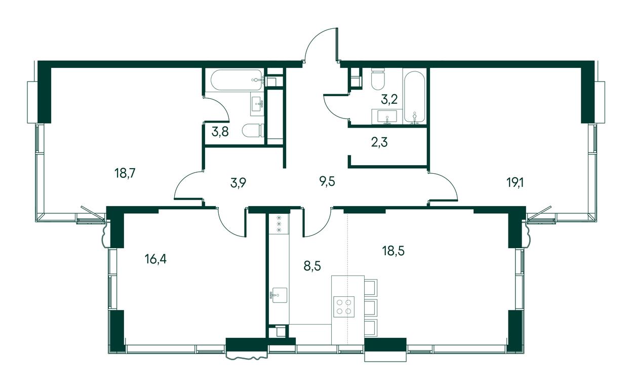 3-BD Apartment Sale, 103.9 sq. m. at Primavera, Volokolamskoye Highway, вл67, Moscow, Russia #2 3-BD Apartment Sale, 103.9 sq. m. at Primavera, Volokolamskoye Highway, вл67, Moscow, Russia #2