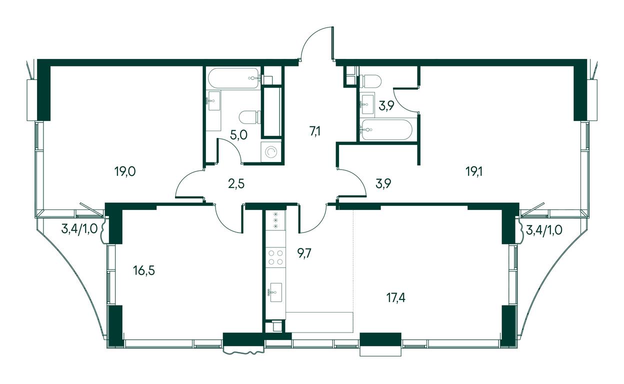 3-BD Apartment Sale, 106.1 sq. m. at Primavera, Volokolamskoye Highway, вл67, Moscow, Russia #2