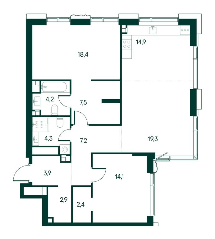 2-BD Apartment Sale, 99.1平方米 at Primavera, Volokolamskoye Highway, вл67, Moscow, Russia #2 2-BD Apartment Sale, 99.1平方米 at Primavera, Volokolamskoye Highway, вл67, Moscow, Russia #2