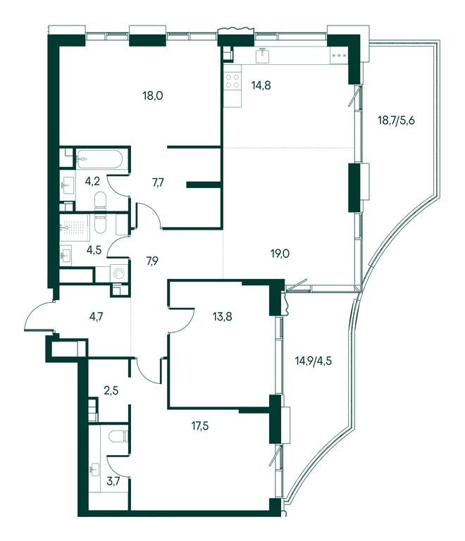 3-BD Apartment Sale, 128.4平方米 at Primavera, Volokolamskoye Highway, вл67, Moscow, Russia #2 3-BD Apartment Sale, 128.4平方米 at Primavera, Volokolamskoye Highway, вл67, Moscow, Russia #2