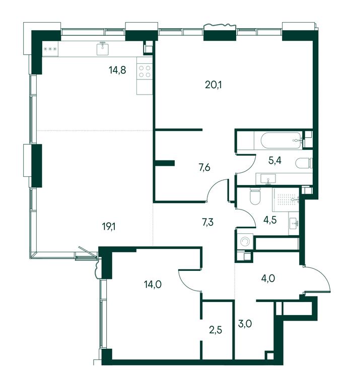 2-BD Apartment Sale, 102.3平方米 at Primavera, Volokolamskoye Highway, вл67, Moscow, Russia #2 2-BD Apartment Sale, 102.3平方米 at Primavera, Volokolamskoye Highway, вл67, Moscow, Russia #2