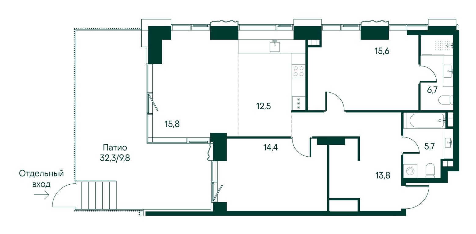 2-BD Apartment Sale, 94.3 sq. m. at Primavera, Volokolamskoye Highway, вл67, Moscow, Russia #2 2-BD Apartment Sale, 94.3 sq. m. at Primavera, Volokolamskoye Highway, вл67, Moscow, Russia #2