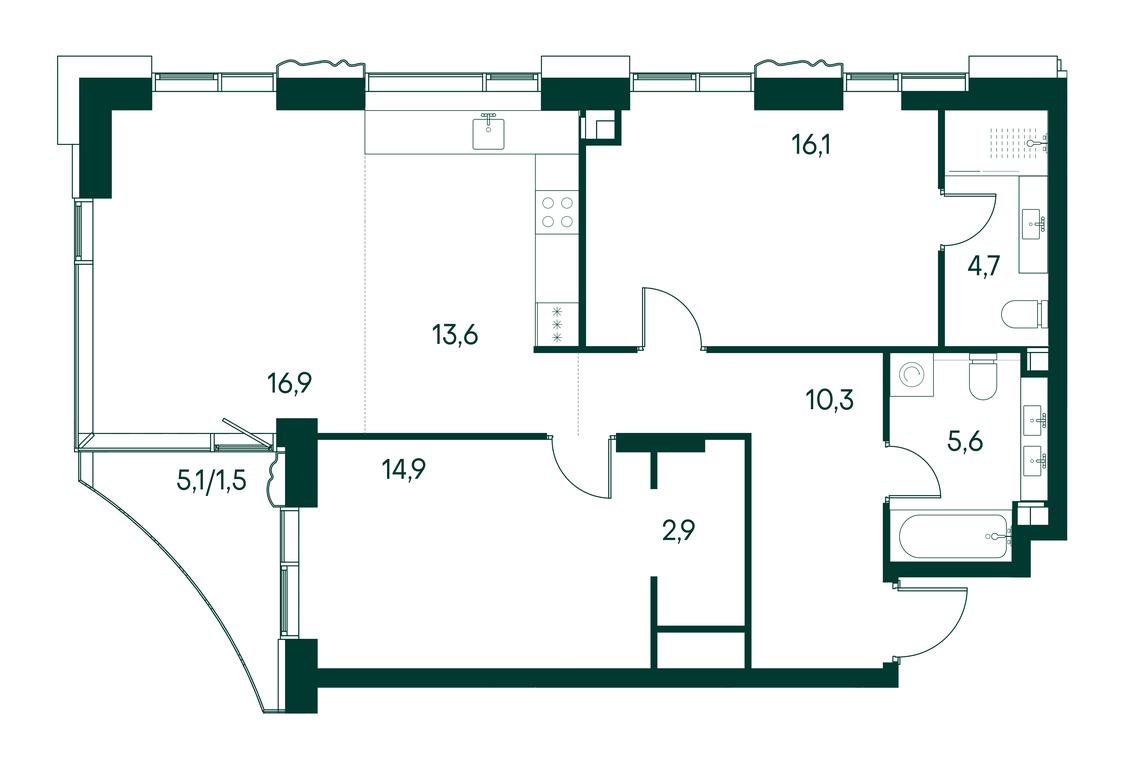 2-BD Apartment Sale, 86.5 sq. m. at Primavera, Volokolamskoye Highway, вл67, Moscow, Russia #2 2-BD Apartment Sale, 86.5 sq. m. at Primavera, Volokolamskoye Highway, вл67, Moscow, Russia #2
