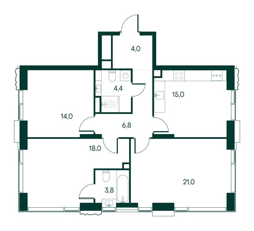 3-BD Apartment Sale, 86.9 sq. m. at Primavera, Volokolamskoye Highway, вл67, Moscow, Russia #2