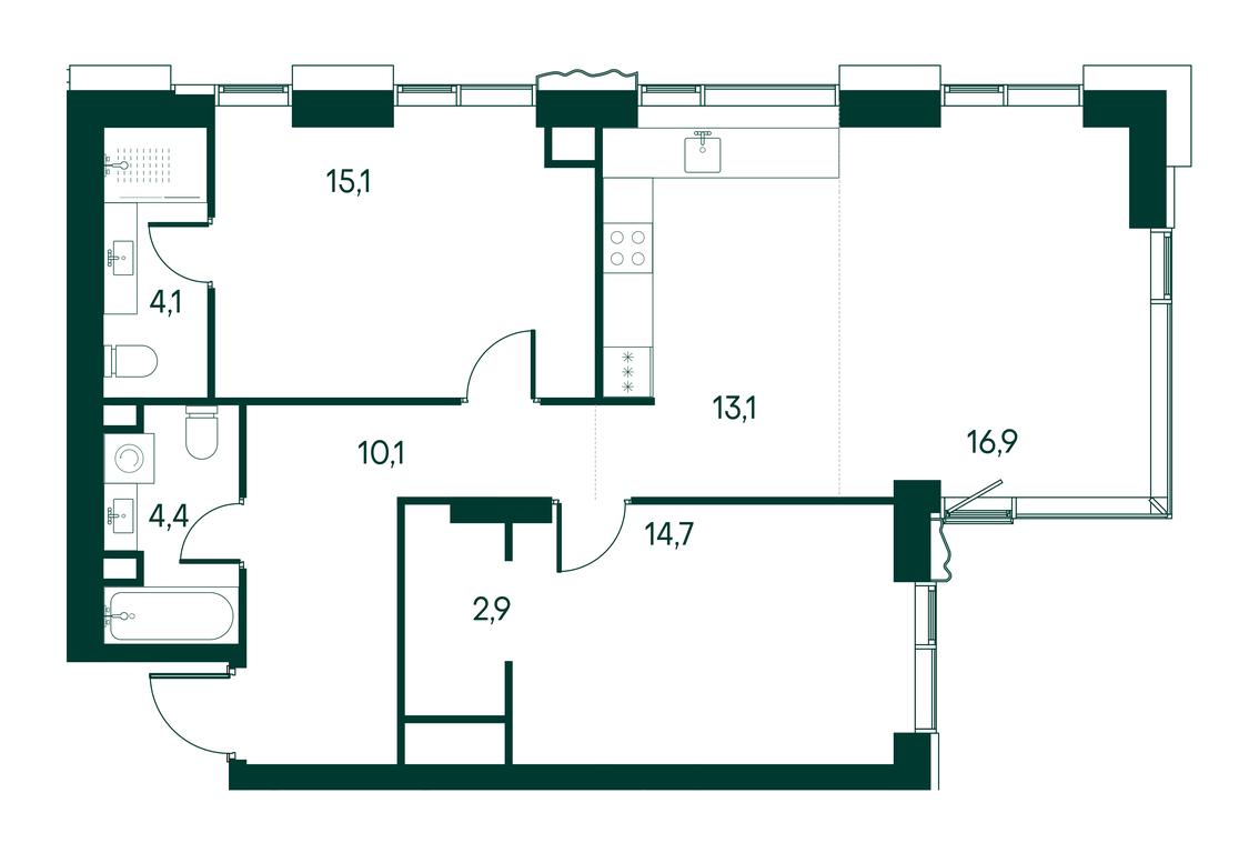 2-BD Apartment Sale, 81.3 sq. m. at Primavera, Volokolamskoye Highway, вл67, Moscow, Russia #2 2-BD Apartment Sale, 81.3 sq. m. at Primavera, Volokolamskoye Highway, вл67, Moscow, Russia #2