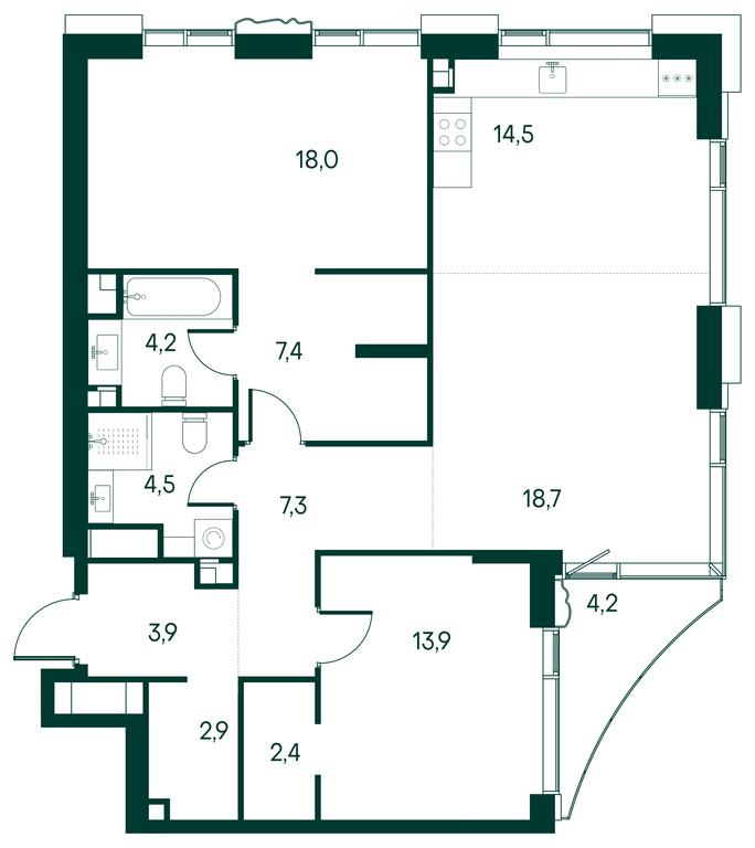 2-BD Apartment Sale, 100.1 sq. m. at Primavera, Volokolamskoye Highway, вл67, Moscow, Russia #1 2-BD Apartment Sale, 100.1 sq. m. at Primavera, Volokolamskoye Highway, вл67, Moscow, Russia #1