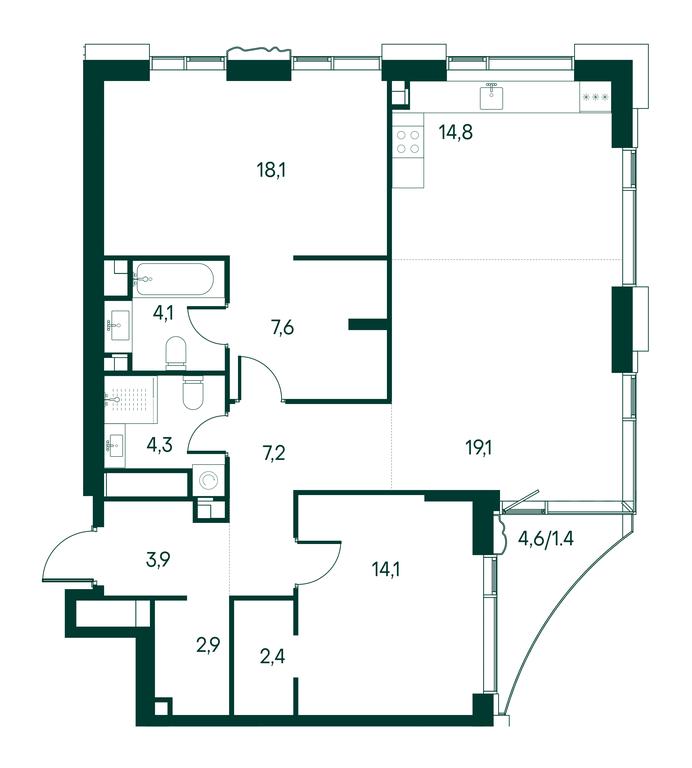 2-BD Apartment Sale, 99.9平方米 at Primavera, Volokolamskoye Highway, вл67, Moscow, Russia #2 2-BD Apartment Sale, 99.9平方米 at Primavera, Volokolamskoye Highway, вл67, Moscow, Russia #2
