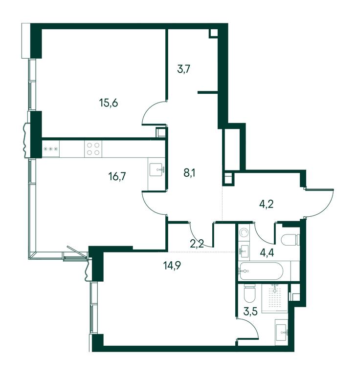 2-BD Apartment Sale, 73.3 sq. m. at Primavera, Volokolamskoye Highway, вл67, Moscow, Russia #2 2-BD Apartment Sale, 73.3 sq. m. at Primavera, Volokolamskoye Highway, вл67, Moscow, Russia #2