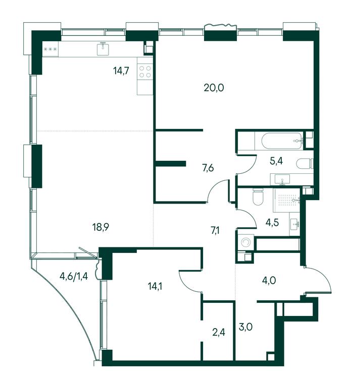 2-BD Apartment Sale, 103.1平方米 at Primavera, Volokolamskoye Highway, вл67, Moscow, Russia #2 2-BD Apartment Sale, 103.1平方米 at Primavera, Volokolamskoye Highway, вл67, Moscow, Russia #2