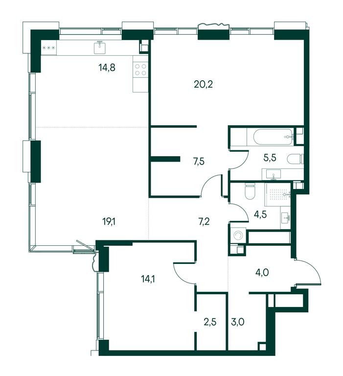2-BD Apartment Sale, 102.4平方米 at Primavera, Volokolamskoye Highway, вл67, Moscow, Russia #2 2-BD Apartment Sale, 102.4平方米 at Primavera, Volokolamskoye Highway, вл67, Moscow, Russia #2