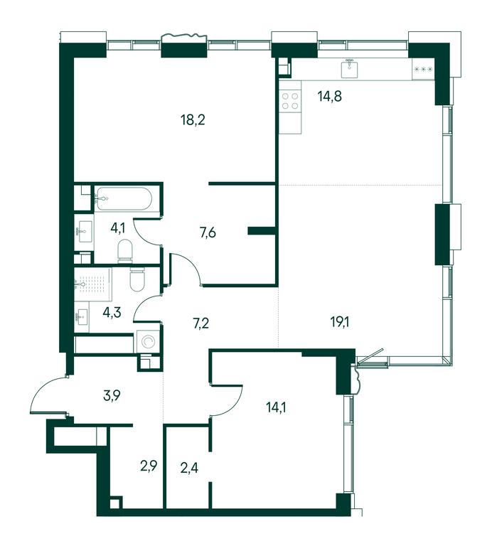 2-BD Apartment Sale, 98.6平方米 at Primavera, Volokolamskoye Highway, вл67, Moscow, Russia #2 2-BD Apartment Sale, 98.6平方米 at Primavera, Volokolamskoye Highway, вл67, Moscow, Russia #2