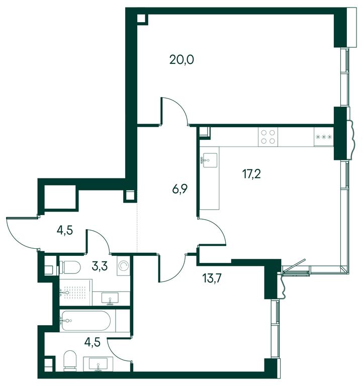2-BD Apartment Sale, 70.8平方米 at Primavera, Volokolamskoye Highway, вл67, Moscow, Russia #1