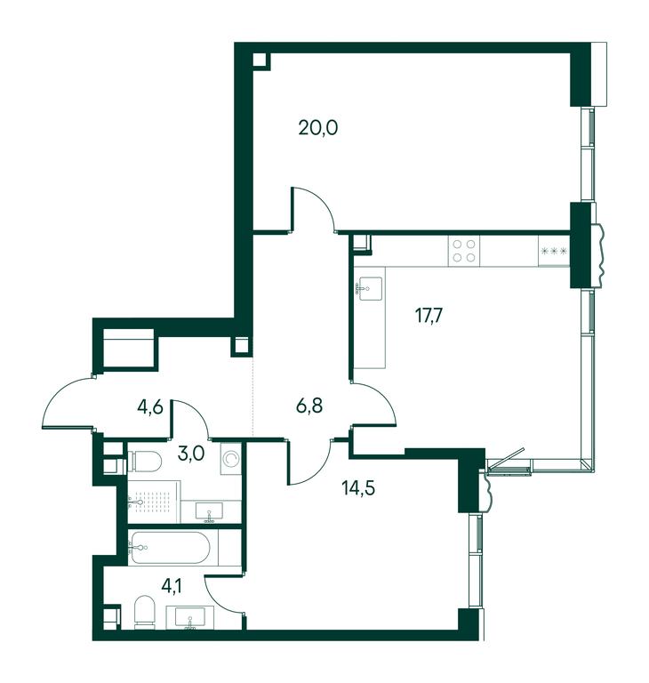 2-BD Apartment Sale, 70.7平方米 at Primavera, Volokolamskoye Highway, вл67, Moscow, Russia #2 2-BD Apartment Sale, 70.7平方米 at Primavera, Volokolamskoye Highway, вл67, Moscow, Russia #2