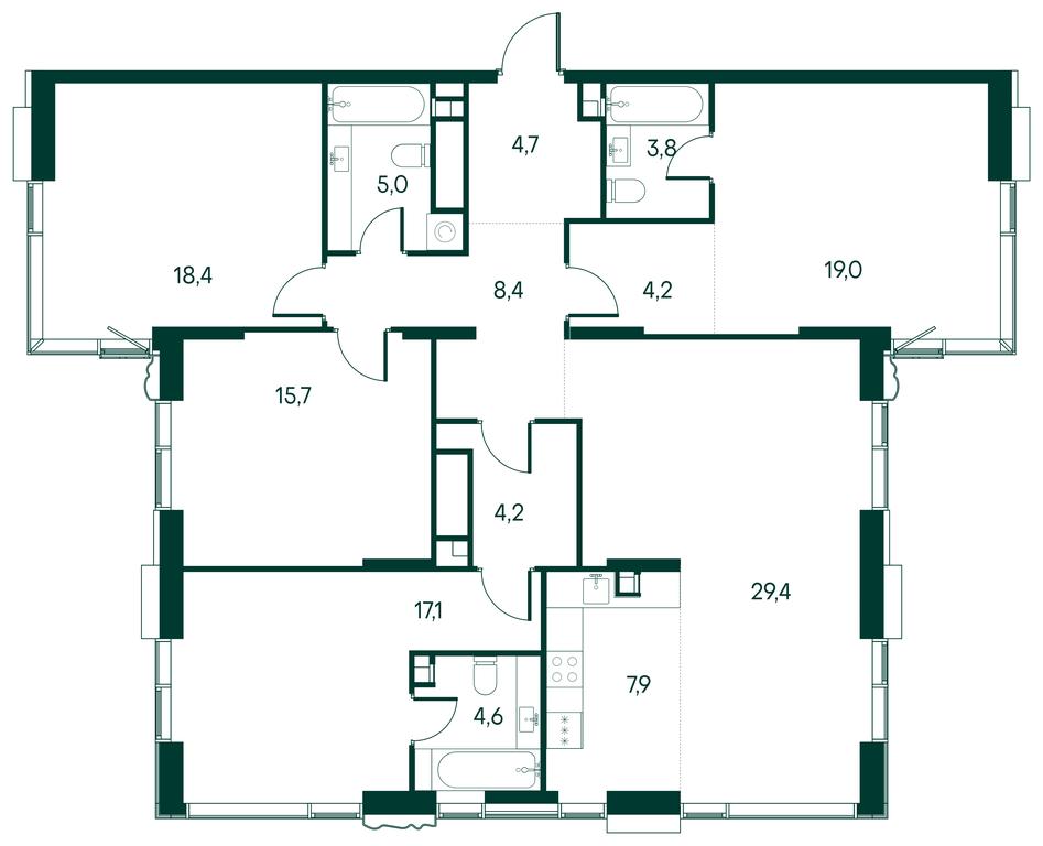 4-BD Apartment Sale, 144.2 sq. m. at Primavera, Volokolamskoye Highway, вл67, Moscow, Russia #1