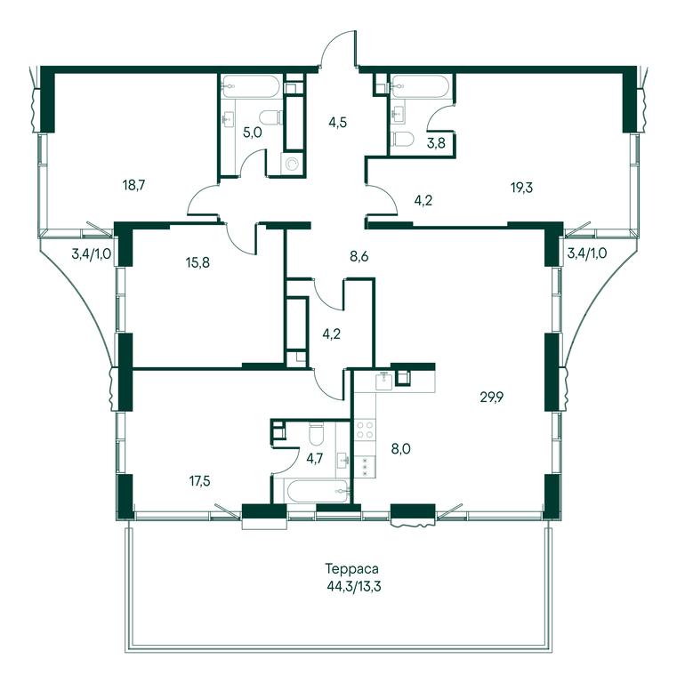 4-BD Apartment Sale, 159.5 sq. m. at Primavera, Volokolamskoye Highway, вл67, Moscow, Russia #2