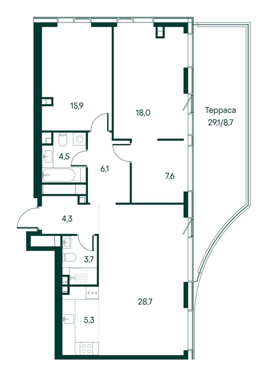 2-BD Apartment Sale, 102.8平方米 at Primavera, Volokolamskoye Highway, вл67, Moscow, Russia #2 2-BD Apartment Sale, 102.8平方米 at Primavera, Volokolamskoye Highway, вл67, Moscow, Russia #2