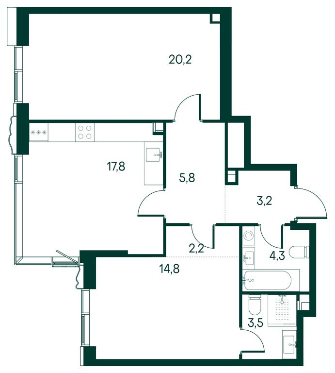 2-BD Apartment Sale, 73.3平方米 at Primavera, Volokolamskoye Highway, вл67, Moscow, Russia #1 2-BD Apartment Sale, 73.3平方米 at Primavera, Volokolamskoye Highway, вл67, Moscow, Russia #1