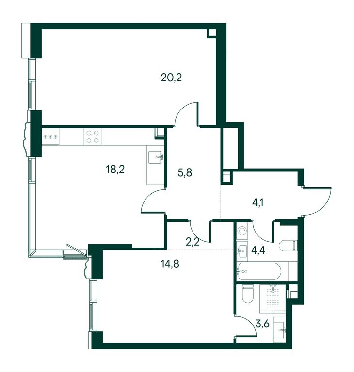 2-BD Apartment Sale, 73.3平方米 at Primavera, Volokolamskoye Highway, вл67, Moscow, Russia #2 2-BD Apartment Sale, 73.3平方米 at Primavera, Volokolamskoye Highway, вл67, Moscow, Russia #2