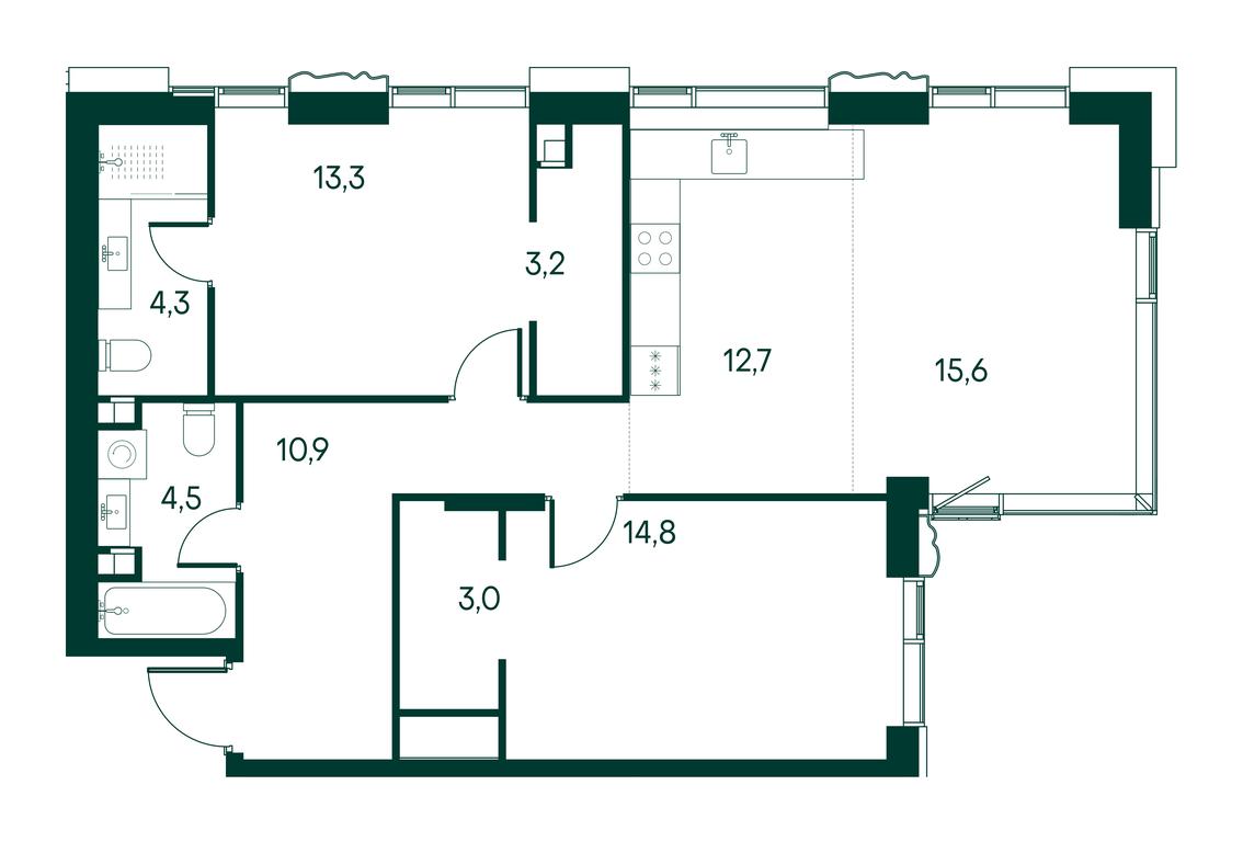 2-BD Apartment Sale, 82.3平方米 at Primavera, Volokolamskoye Highway, вл67, Moscow, Russia #2 2-BD Apartment Sale, 82.3平方米 at Primavera, Volokolamskoye Highway, вл67, Moscow, Russia #2