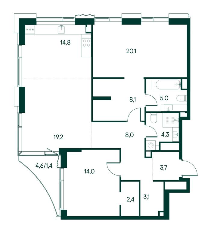 2-BD Apartment Sale, 104.1 sq. m. at Primavera, Volokolamskoye Highway, вл67, Moscow, Russia #2 2-BD Apartment Sale, 104.1 sq. m. at Primavera, Volokolamskoye Highway, вл67, Moscow, Russia #2