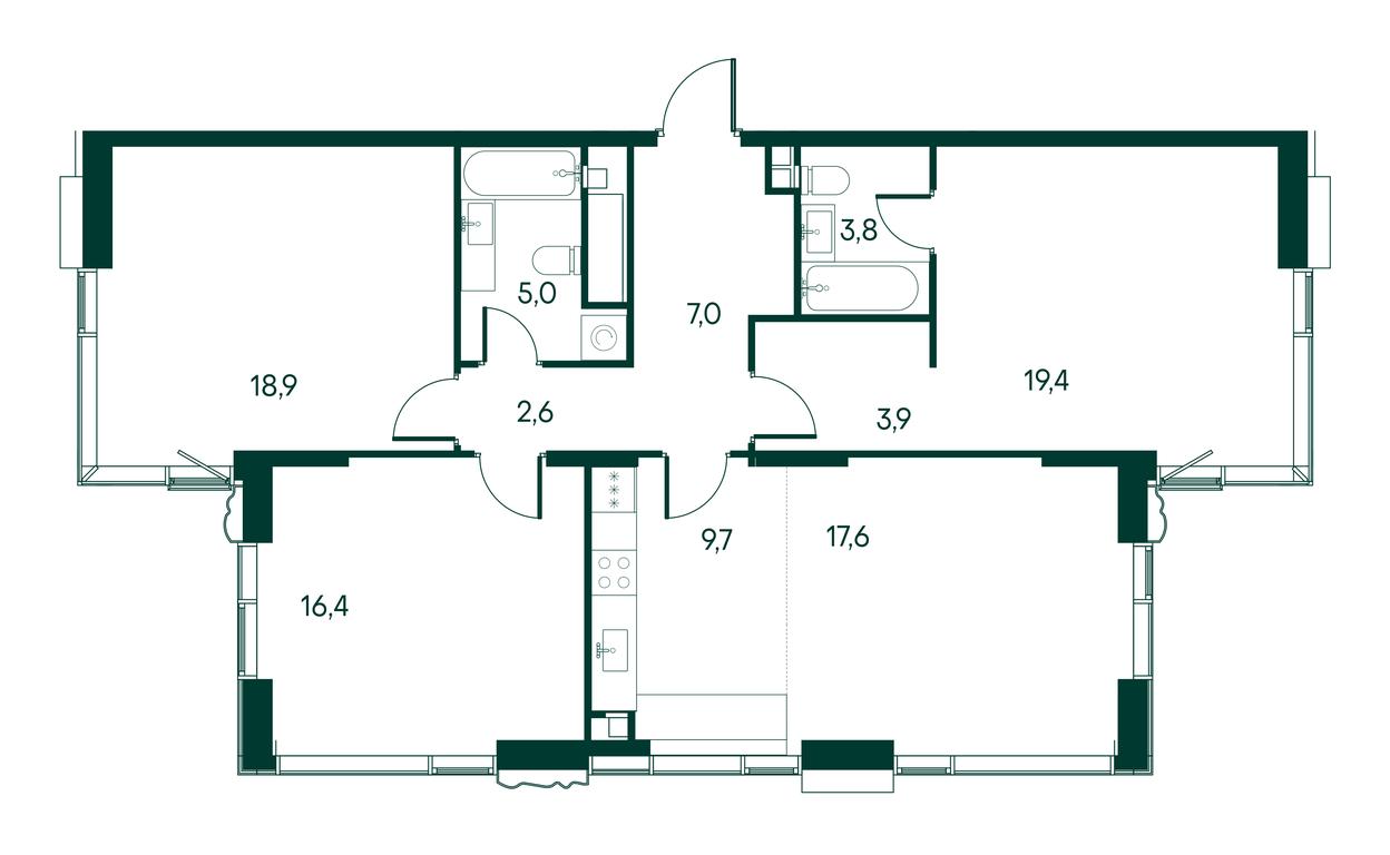 3-BD Apartment Sale, 104.3 sq. m. at Primavera, Volokolamskoye Highway, вл67, Moscow, Russia #2