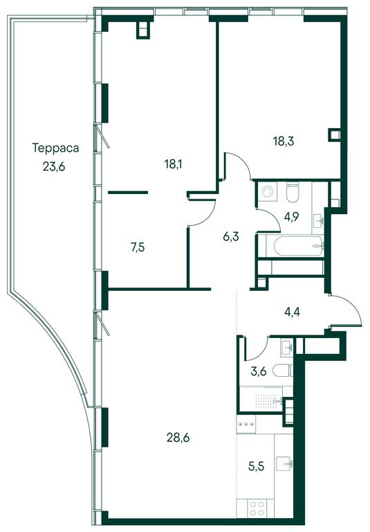 2-BD Apartment Sale, 106.1 sq. m. at Primavera, Volokolamskoye Highway, вл67, Moscow, Russia #1