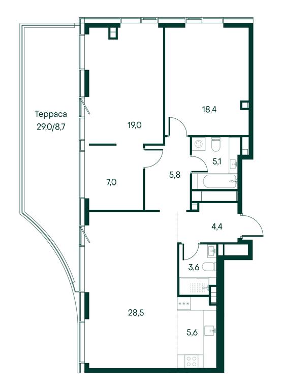2-BD Apartment Sale, 106.1 sq. m. at Primavera, Volokolamskoye Highway, вл67, Moscow, Russia #2