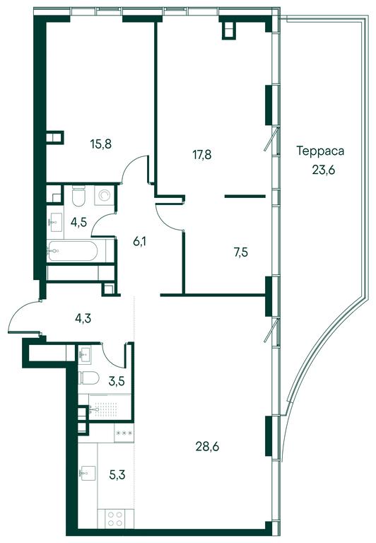 2-BD Apartment Sale, 103.2 sq. m. at Primavera, Volokolamskoye Highway, вл67, Moscow, Russia #1