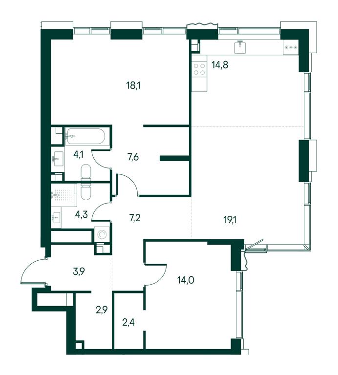 2-BD Apartment Sale, 98.4 sq. m. at Primavera, Volokolamskoye Highway, вл67, Moscow, Russia #2 2-BD Apartment Sale, 98.4 sq. m. at Primavera, Volokolamskoye Highway, вл67, Moscow, Russia #2
