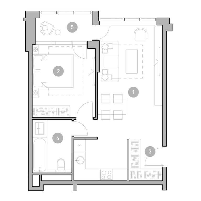 1-BD Apartment Sale, 48.3 sq. m. at UNO.Golovinskie Prudy, Mikhalkovskaya Street, 52, Moscow, Russia #2
